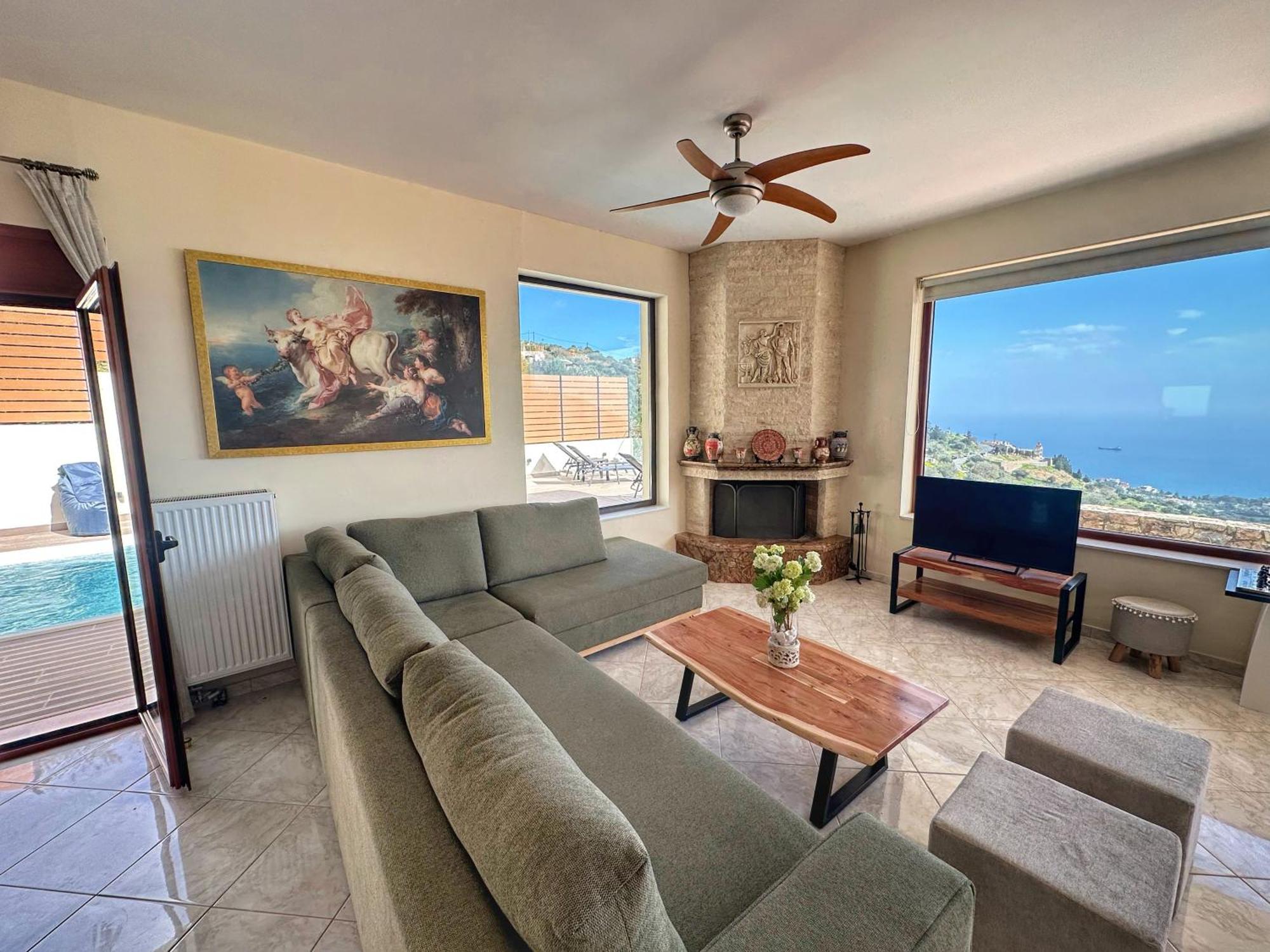 Villa Balcony, Cozy Villa With Amazing View Rodhia  Екстер'єр фото